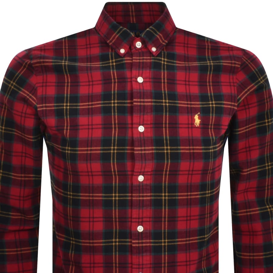 Ralph Lauren Slim Fit Long Sleeve Shirt Red Mainline Menswear